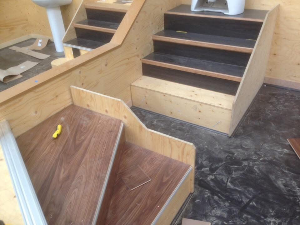 Practice staircase used for specialist flooring installation training