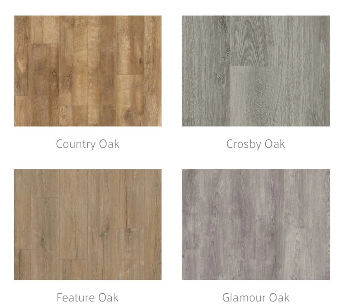 Country Oak, Crosby Oak, Feature Oak and Glamour Oak